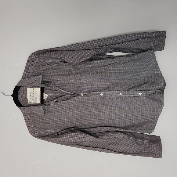 Frank & Eileen Barry Check Crinkle Long Sleeve Button Up Black sz  Large - Picture 2 of 7